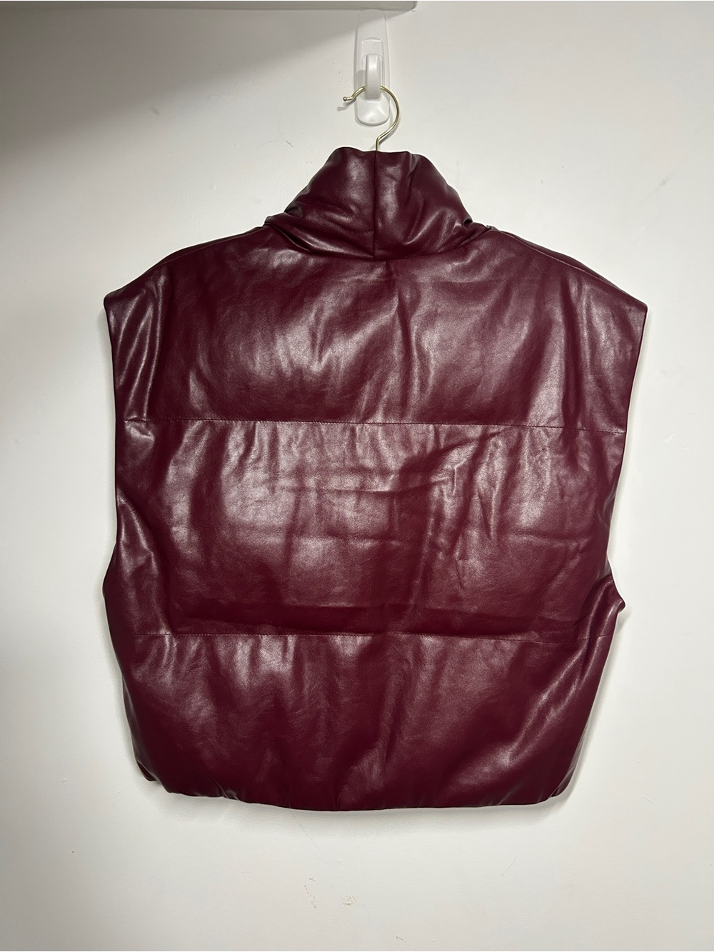 Elan Burgundy Faux Leather Puffer Vest - Picture 5 of 6